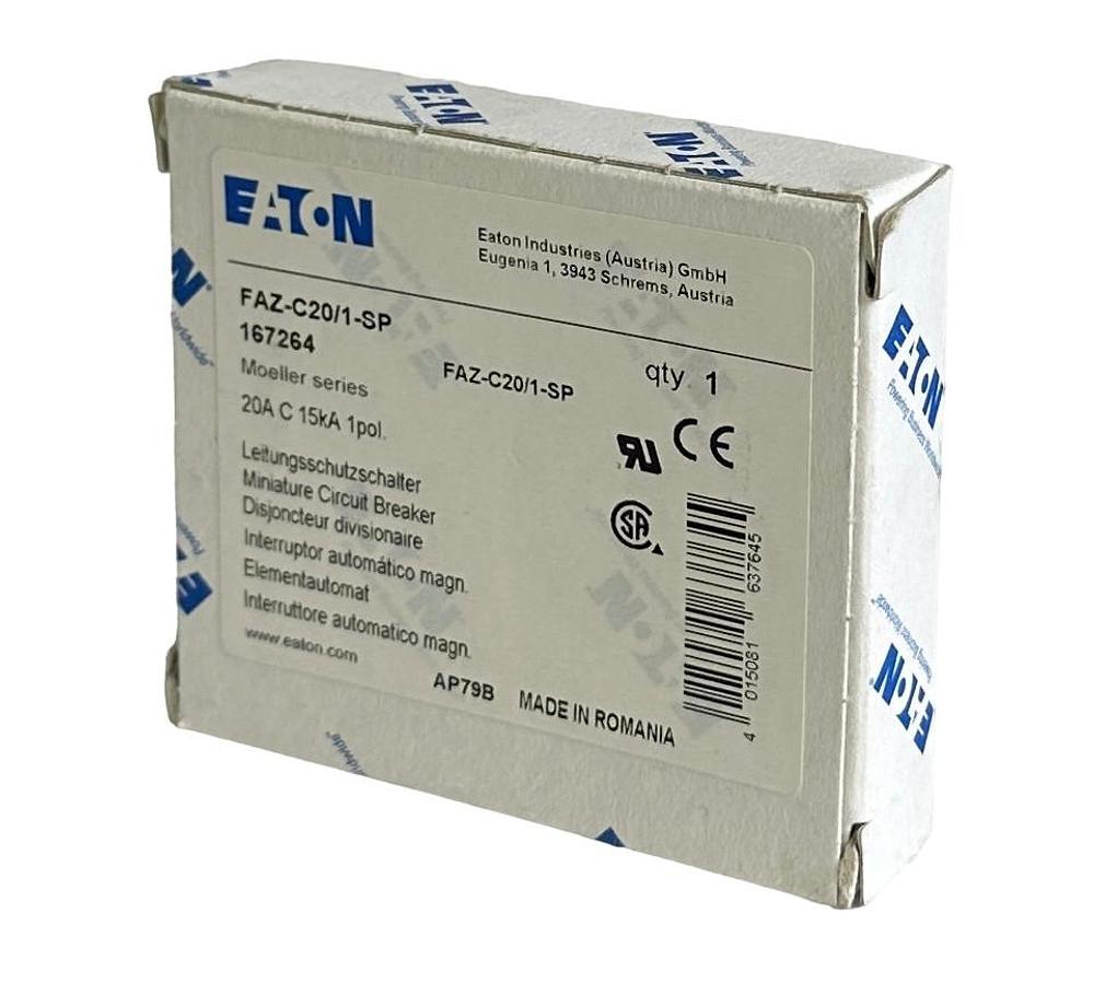 NEW EATON FAZ-C20/1-SP / 167264 MOELLER SERIES 20A CIRCUIT BREAKER 1POL 15kA