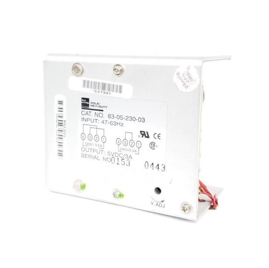 Used REPAIRED SOLA 83-05-230-03 POWER SUPPLY 47/63HZ, 5VDC, 3A, 830523003