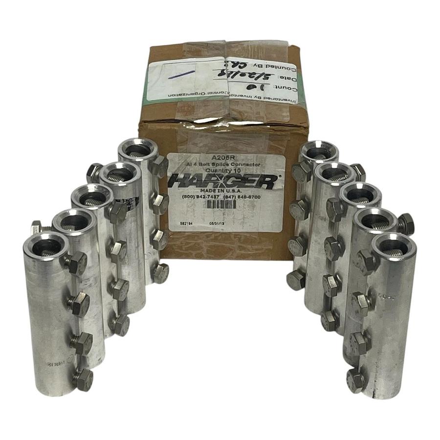 Harger A205R Aluminum 4-Bolt Splice Connector Lot of 10 , New Surplus