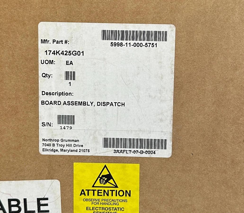 Used NEW NORTHRUP GRUMMAN 174K425G01 / 97942ASSY DISPATCH BOARD 5998-11-000-5751