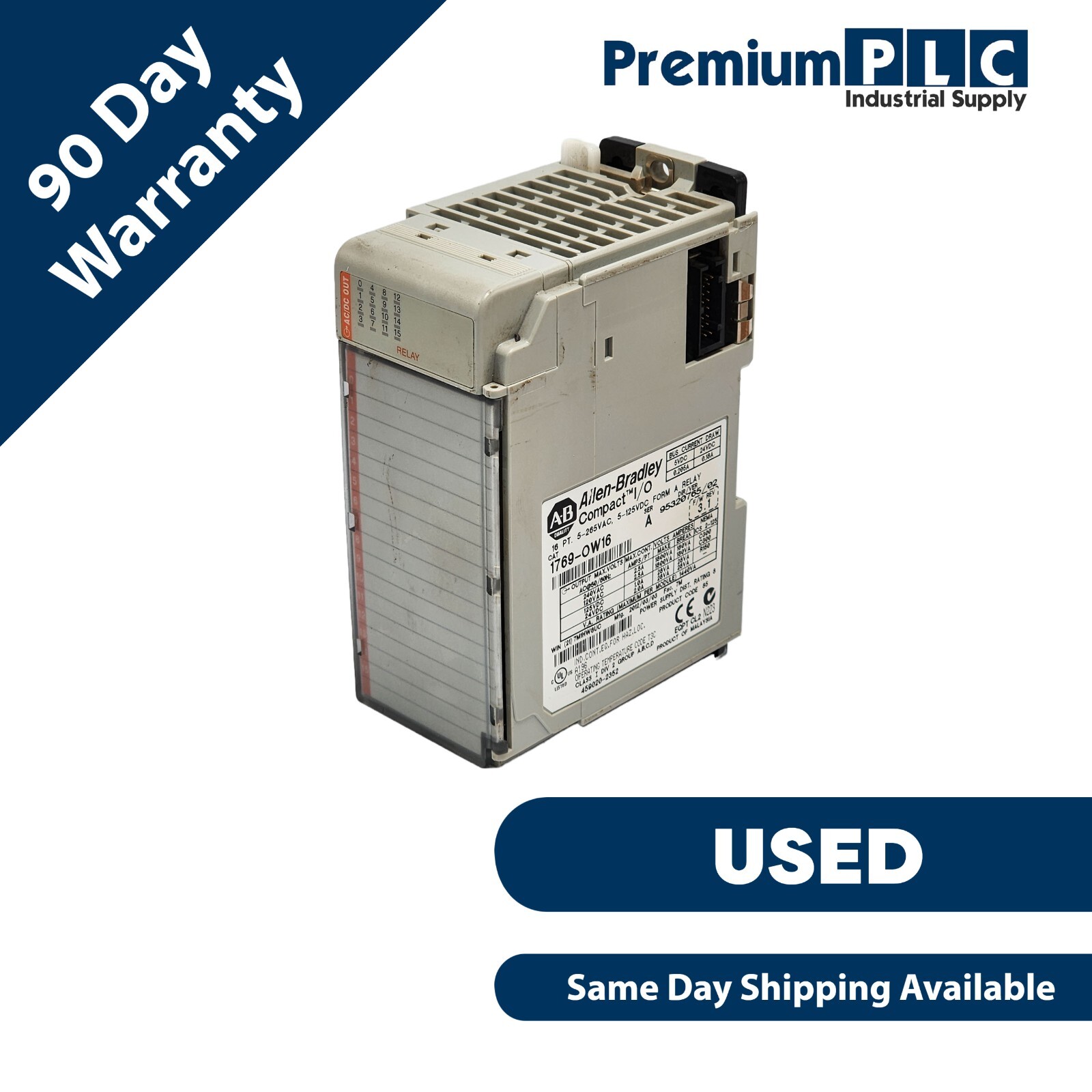 Used ALLEN BRADLEY 1769-OW16 /A CompactLogic I/O 16PT RELAY OUTPUT MODULE 1769-0W16
