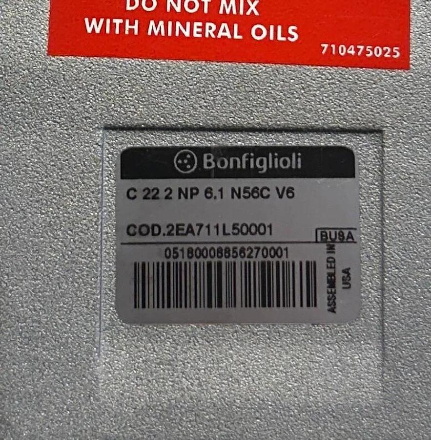 Used BONFIGLIOLI C 22 2 NP 6.1 N56C V6 / C222NP61N56CV6 HELICAL IN-LINE GEAR USNP