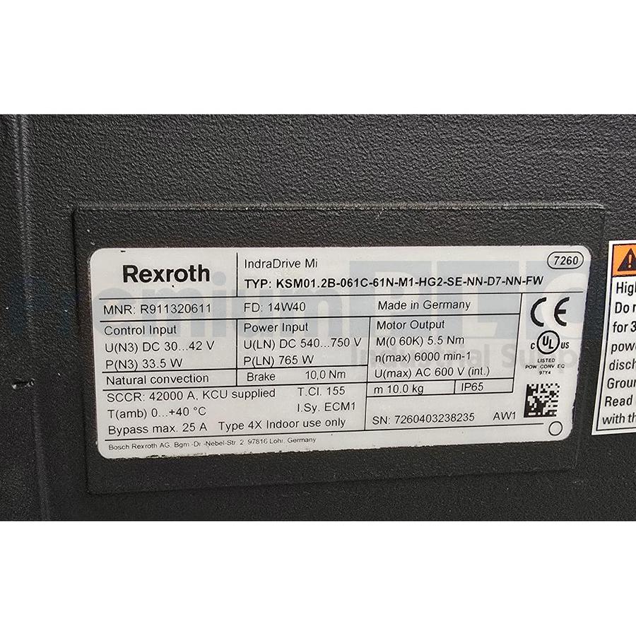 Used REXROTH KSM01.2B-061C-61N-M1-HG2-SE-NN-D7-NN-FW IndraDrive Mi MOTOR R911320611