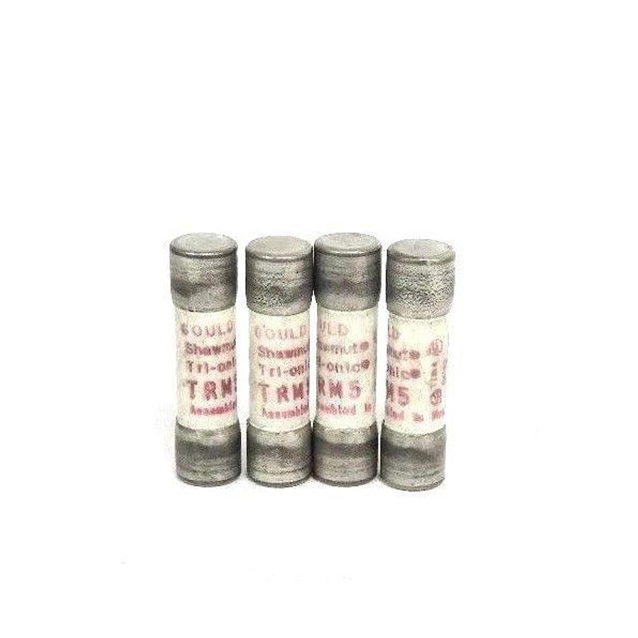 Used LOT OF 4 FERRAZ SHAWMUT MERSEN TRM5 TRI-ONIC FUSES 5A, 250VAC