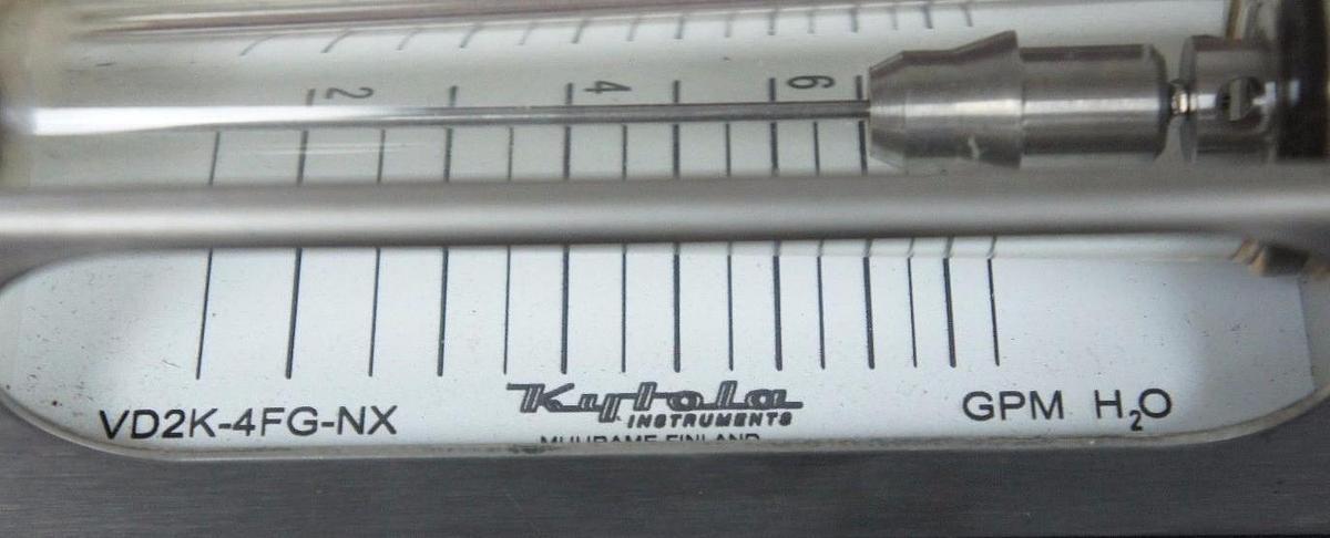 Used KYTOLA VD2K-4FG-NX DUAL VARIABLE FLOW METER 1-8 GPM VD2K4FGNX