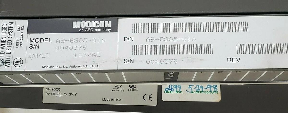 Used LOT OF 4 GOULD / MODICON AS-B805-016 INPUT MODULES 800 I/O 115VAC 16PT