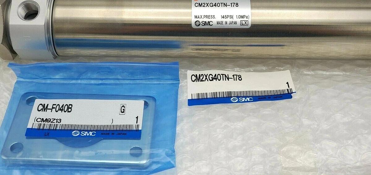 Used NEW SMC CM2XG40TN-178 MICROSPEED CYLINDER W/ CM-F040B CM9Z13 FLANGE BRACKETS