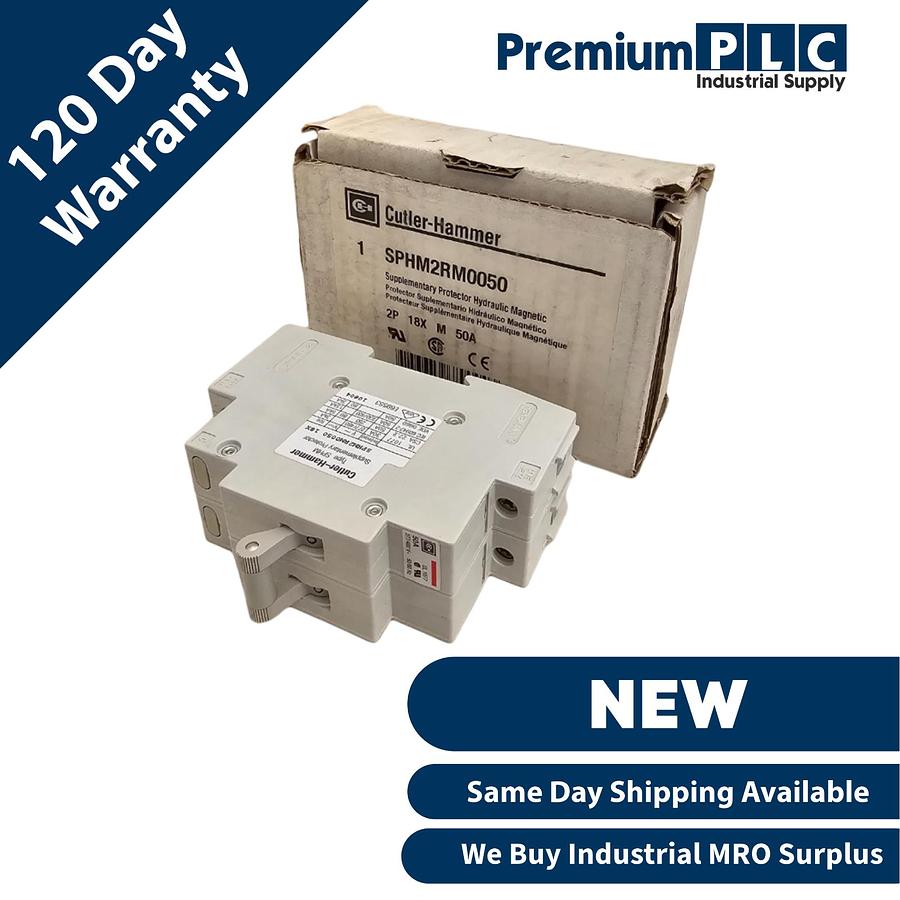 Used NEW CUTLER-HAMMER SPHM2RM0050 HYDRAULIC-MAGNETIC SUPPLEMENTARY PROTECTOR 50A 2P