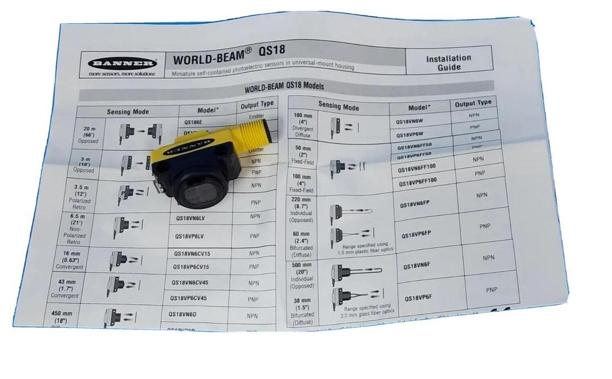 Used NIB BANNER QS18RPH6LPQ8 PHOTOELECTRIC SENSOR 81541, 10-30VDC