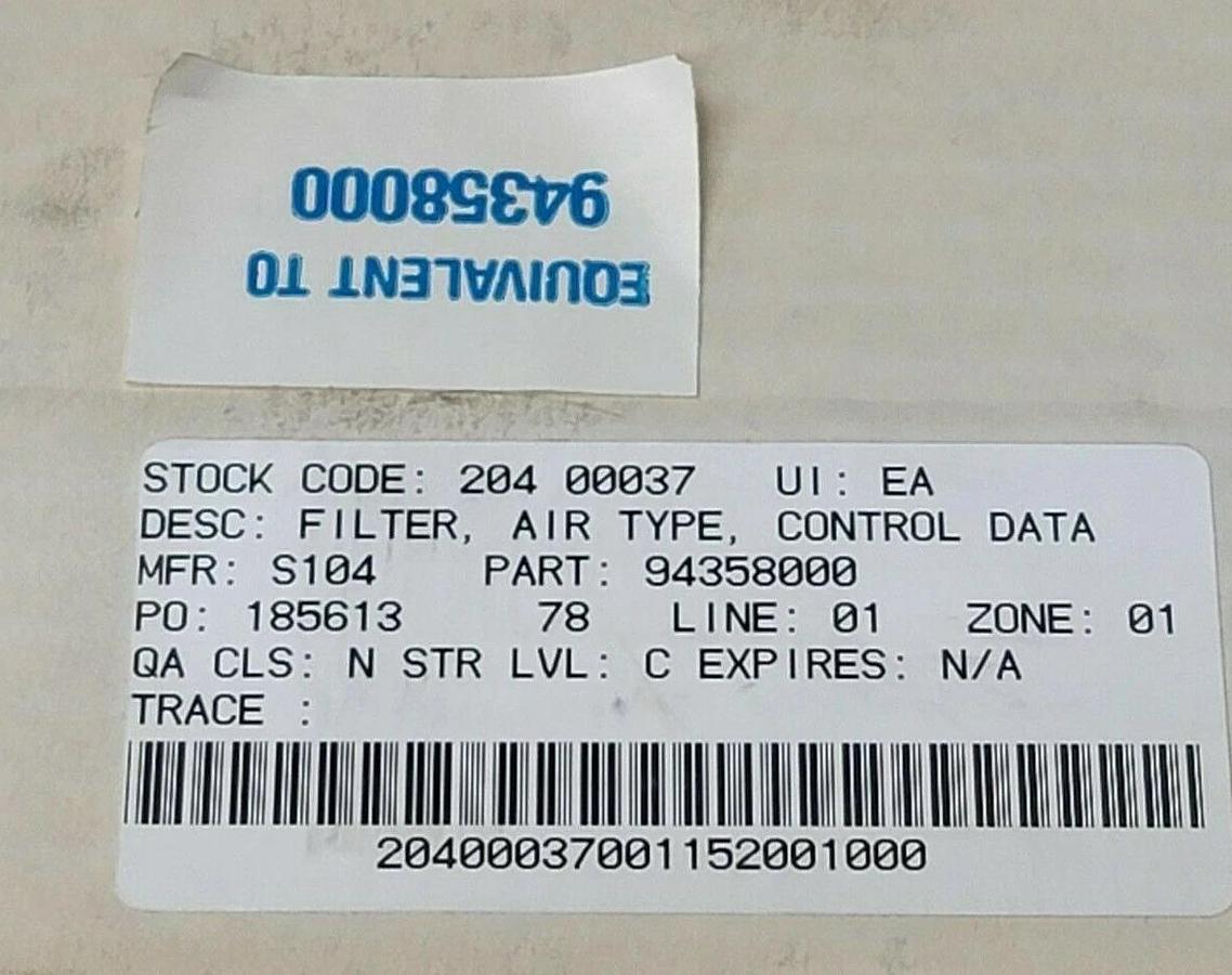 Used NIB HEPA 94358000 FILTER EQUIV TO 94358000P