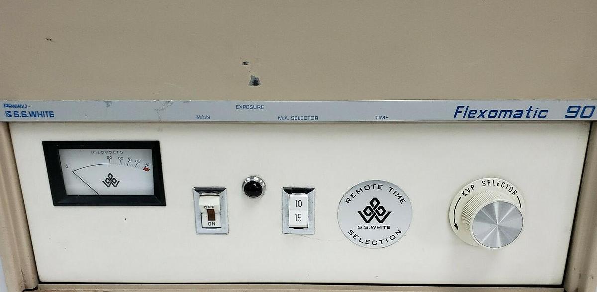 Used PENNWALT S.S. WHITE FLEXOMATIC 90 DENTAL X-RAY UNIT 115V, 20A, 60CY, MODEL 90X