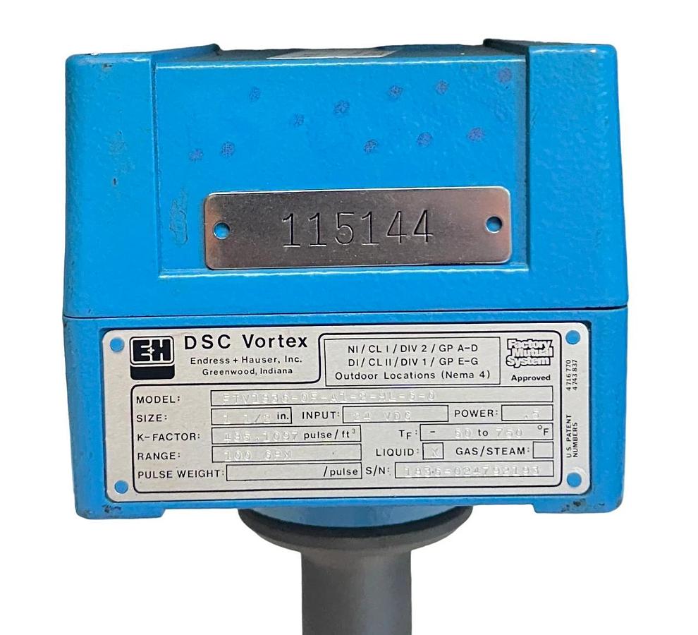 Used ENDRESS+HAUSER FTV1836-0F-A1-2-HL-G-0 / FTV18360FA12HLG0 FLOW METER 1-1/2'' USNP