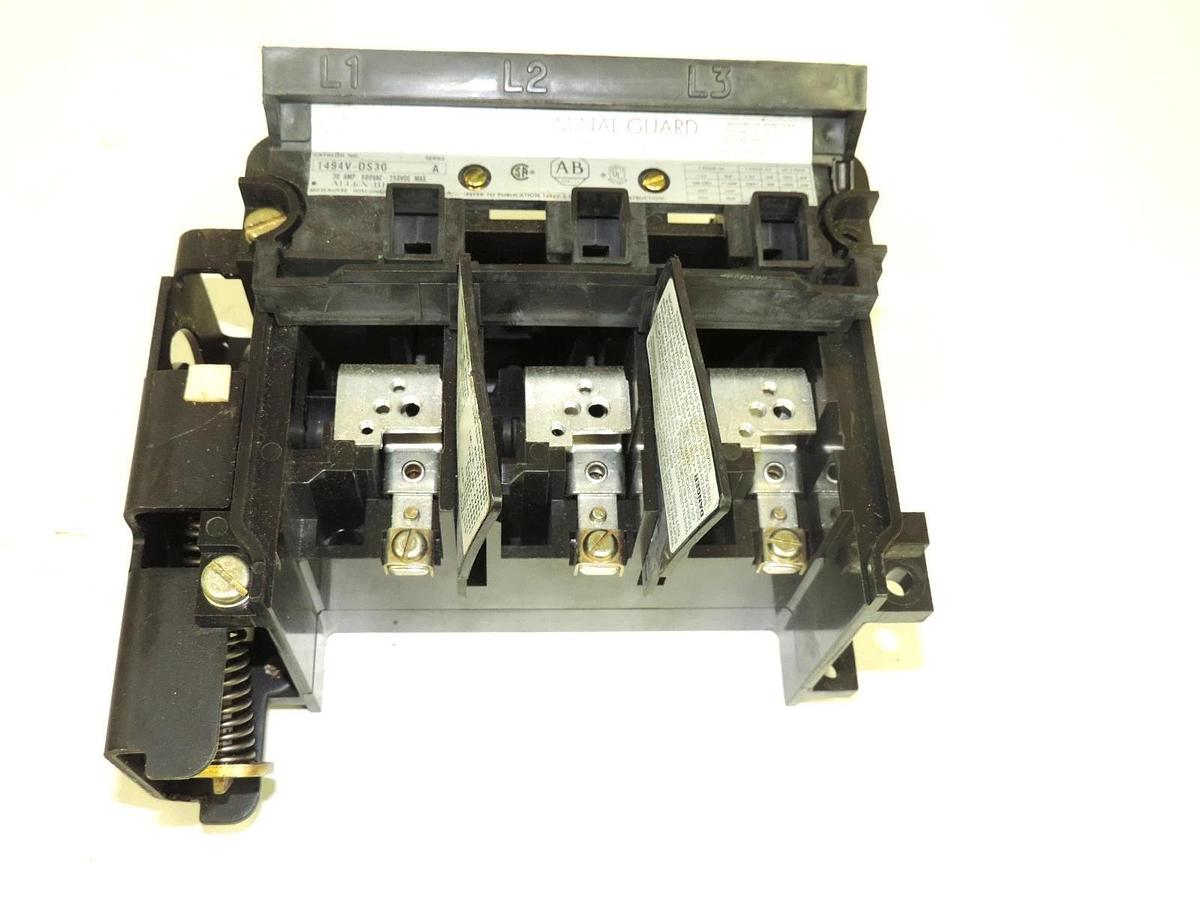 Used ALLEN BRADLEY 1494V-DS30 DISCONNECT SWITCH LEFT HAND 30AMP 600VAC SER. A