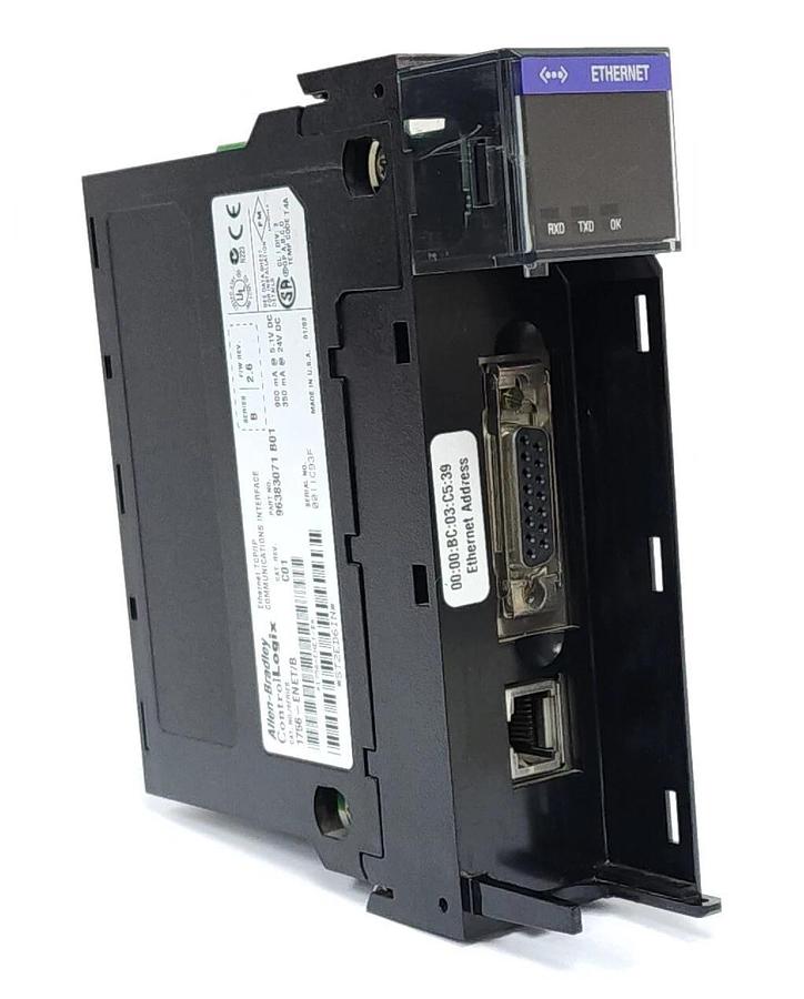Used ALLEN BRADLEY 1756-ENET/B CAT. REV. C01 CONTROLLOGIX COMMUNICATIONS MODULE