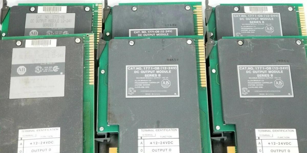 Used LOT OF 6 ALLEN BRADLEY 1771-OB OUTPUT MODULES DC SER. B 192VA 1771-0B 1771OB