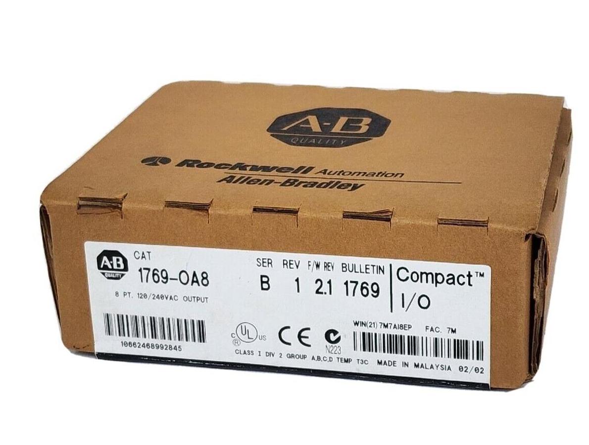 Used NIB ALLEN BRADLEY 1769-OA8 SER. B REV. 1 F/W REV. 2.1 COMPACT I/O MODULE 1769OA8