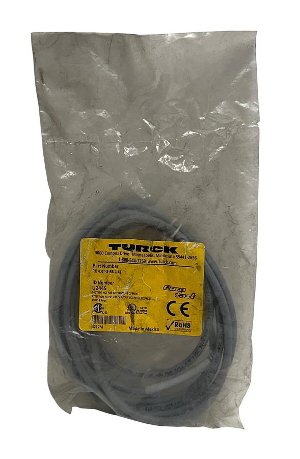 Used TURCK RK 4.4T-2-RS 4.4T / RK44T2RS44T EUROFAST CORDSET DOUBLE-ENDED U2445 NSFS