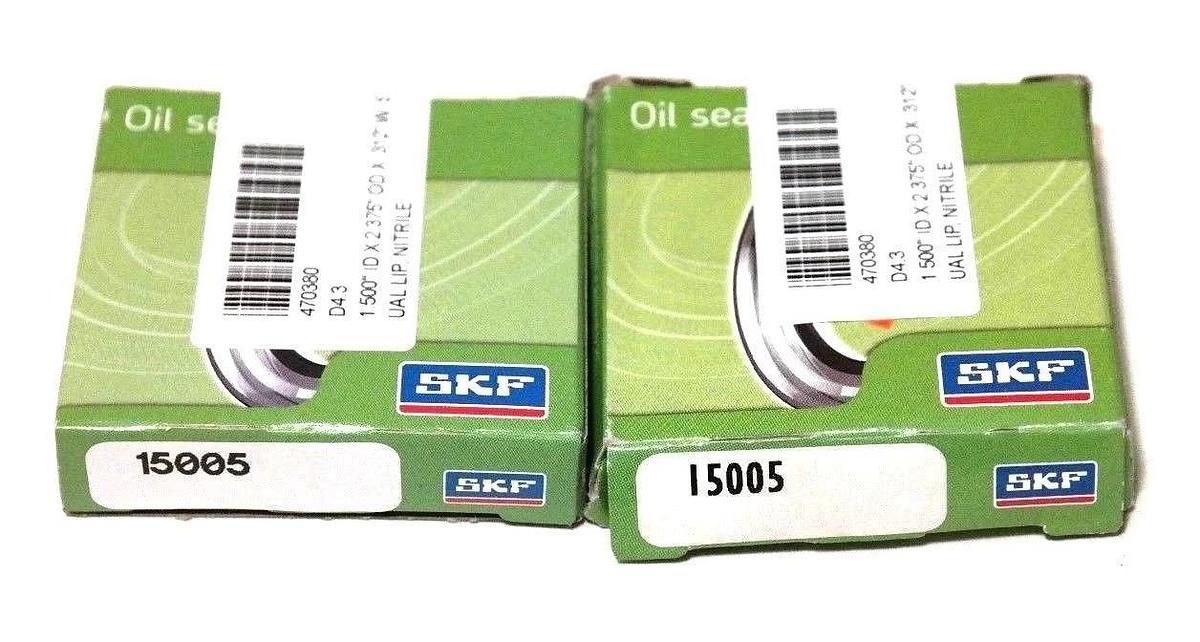 Used LOT OF 2 NIB SKF 15005 OIL SEALS 1.5" X 2.375" X 0.312" CRWA1R