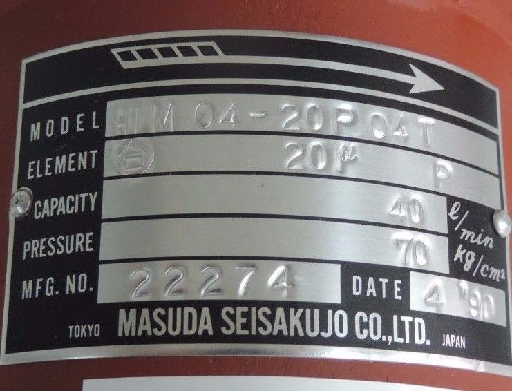 Used NEW MASUDA SEISAKUJO HLM04-20P04T OIL FILTER 22274, HLM 04-20P04T