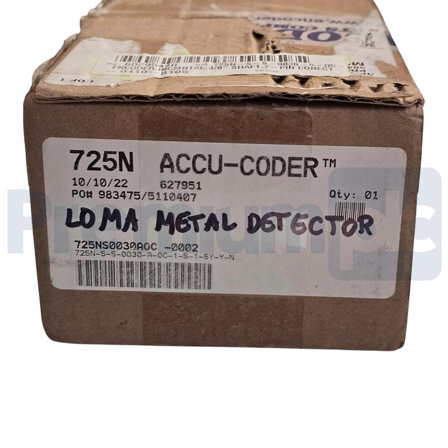 Used Accu-Coder 725N-S-S-0030-A-OC-1-S-1-SY-Y-N Incremental Shaft Encoder 3/8" 7-Pin