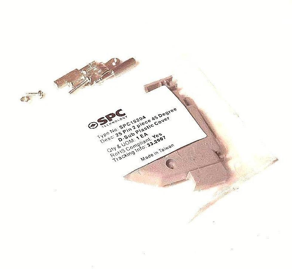 Used LOT OF 2 NEW SPC SPC15204 D-SUB PLASTIC COVERS, 25 PIN, 2 PIECE, 45 DEGREE