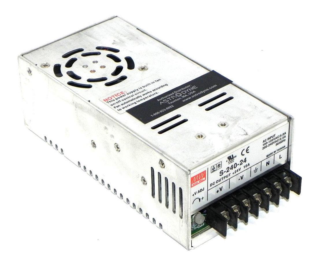 Used MEAN WELL S-240-24 POWER SUPPLY S24024 100-240VAC 5.0/2.5AMP 24VDC/10AMP