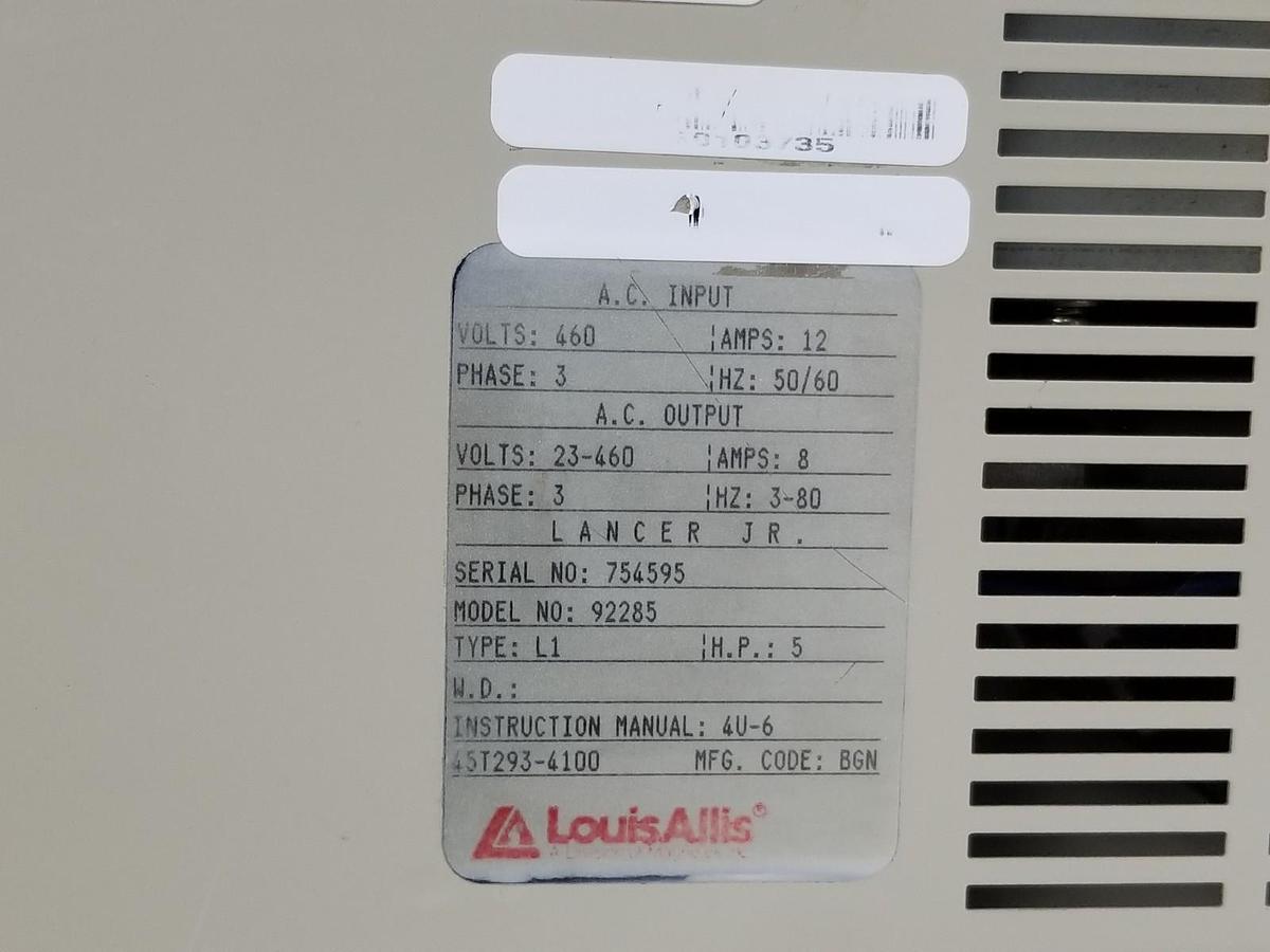 Used LOUIS ALLIS ESP-130 TRANSISTOR INVERTER DRIVE 92285 TYPE: L1 5HP (INCOMPLETE)