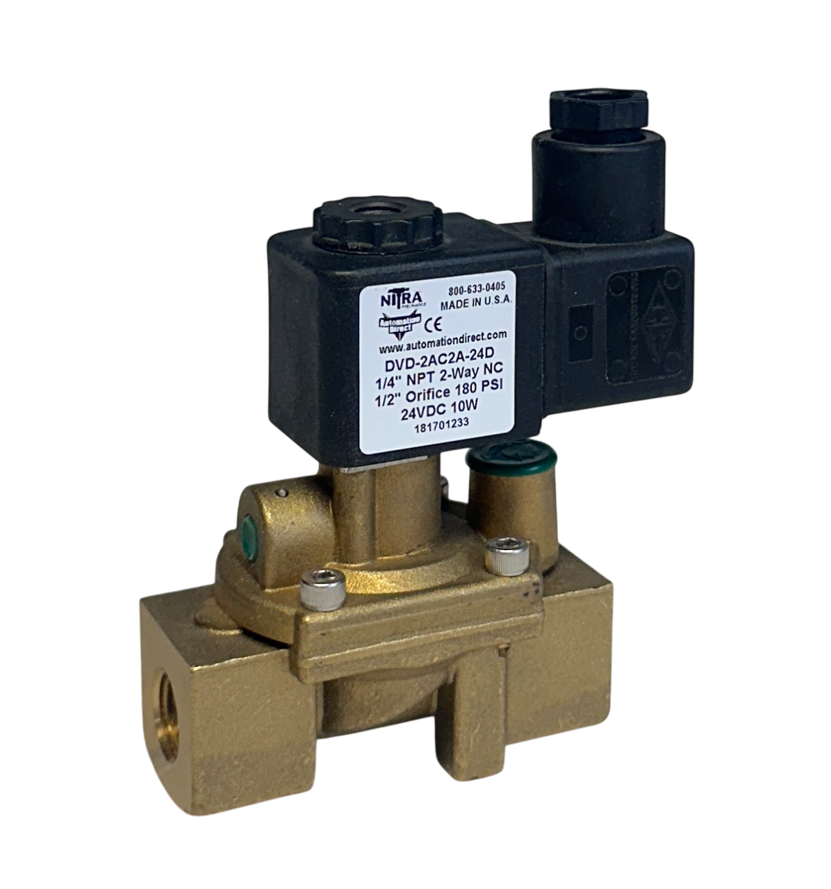 Used AUTOMATION DIRECT DVD-2AC2A-24D / DVD2AC2A24D NITRA VALVE 2-WAY 24VDC NSNP