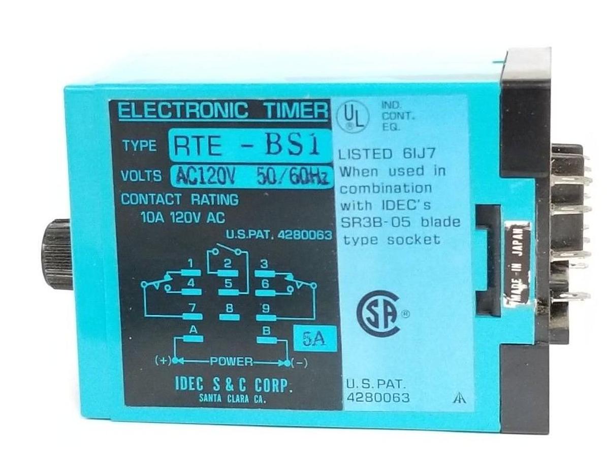 NIB IDEC RTE-BS1 ELECTRONIC TIMER RTEBS1, AC120V 50/60HZ, 10A, 120V AC