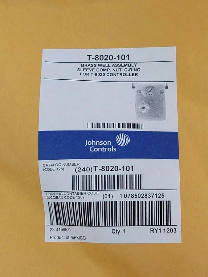 Used NEW JOHNSON CONTROLS T-8020-101 BRASS WELL ASSEMBLY FOR CONTROLLER T8020101