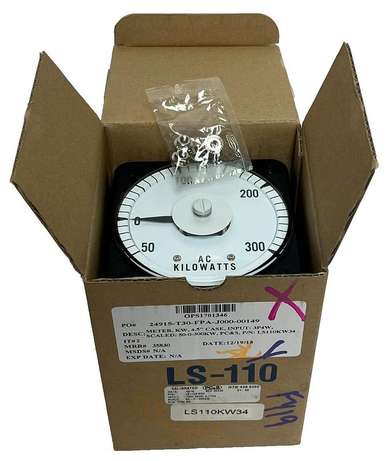 PC&S LS-110 Kilowatt Meter LS110KW34 | 120V 5A | Scale 50-0-300KW 3P4W , NSMP