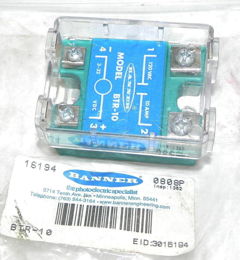 Used BANNER BTR-10 RELAY BTR10, 16194