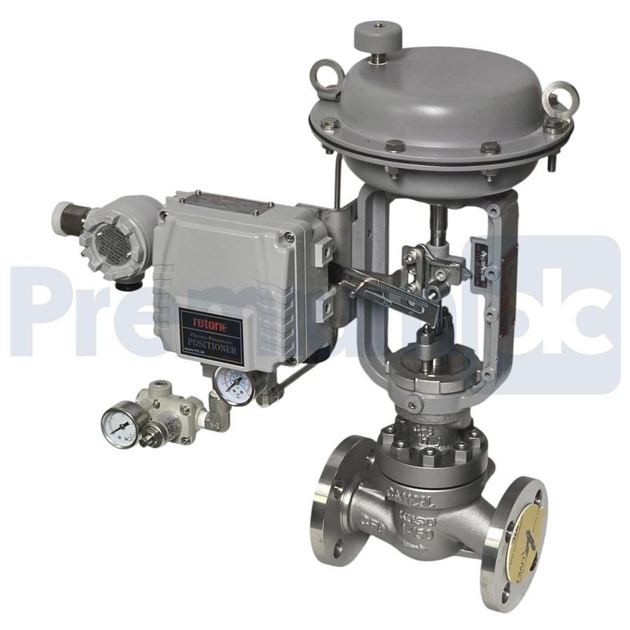 Used Koso 501T 1" x 3/4" S/S Control Globe Valve w/ Rotork YT-1000 E/P Positioner NEW