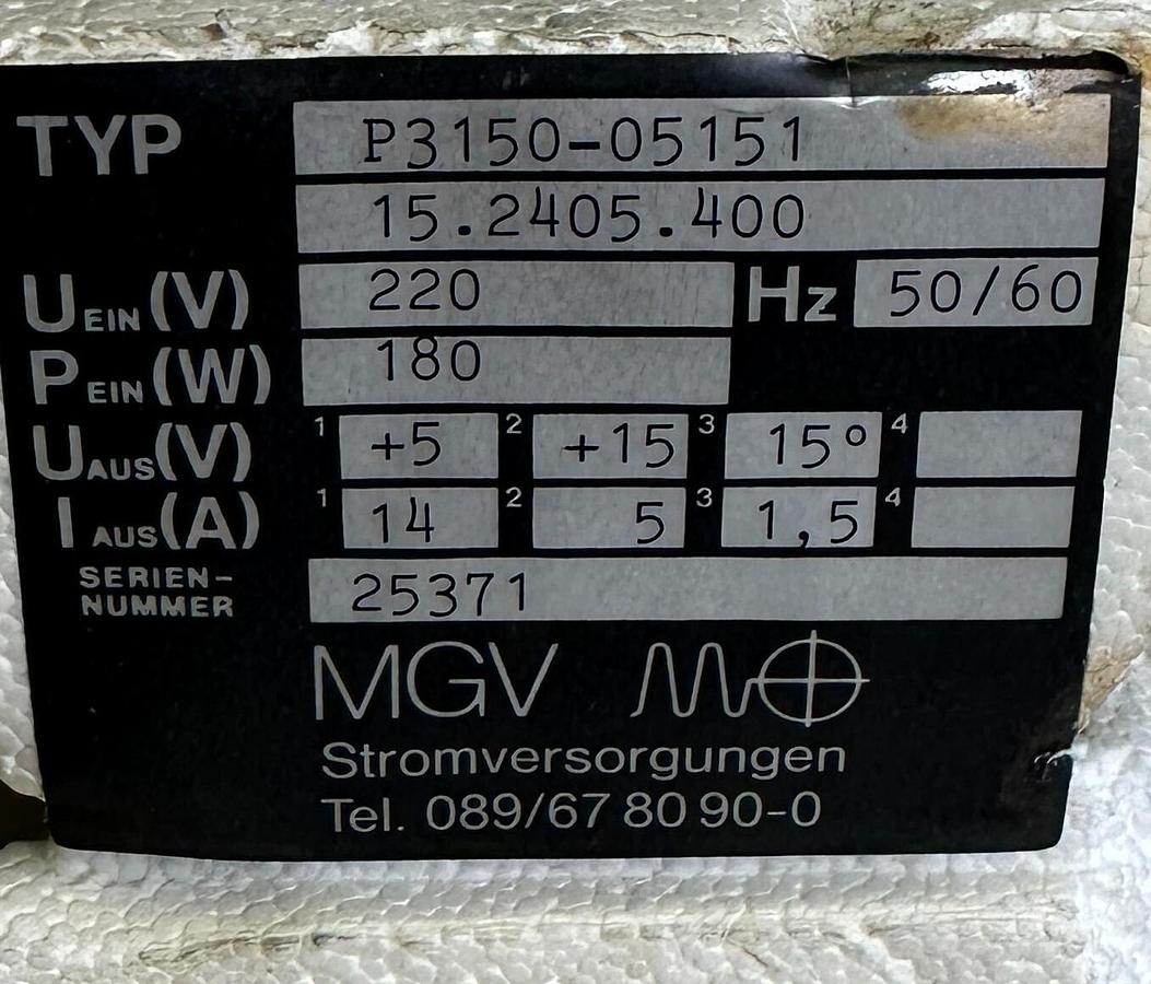 Used NEW MGV MO P3150-05151 / P315005151 POWER SUPPLY 220V 180W 50/60Hz 15.2405.400