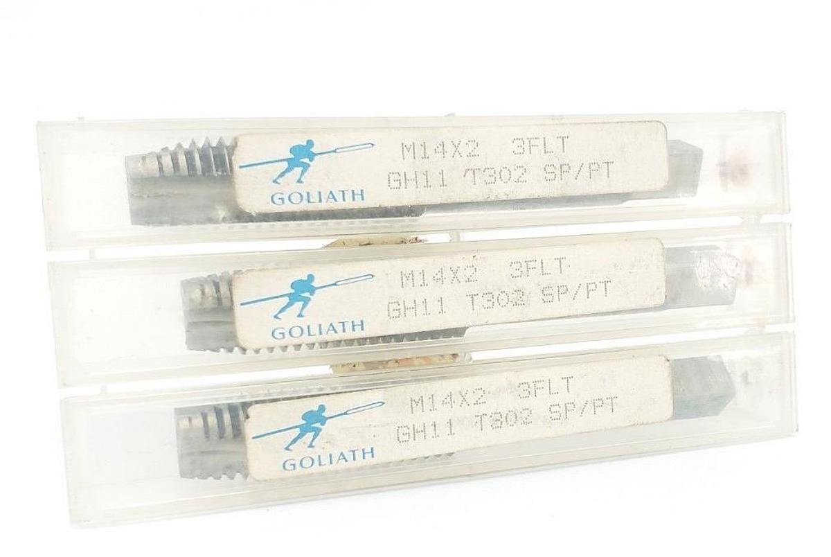 Used LOT OF 3 NEW GOLIATH M14X2 3FLT GH11 T302 SP/PT HAND TAPS M14X2.0 GH11 HSS T302