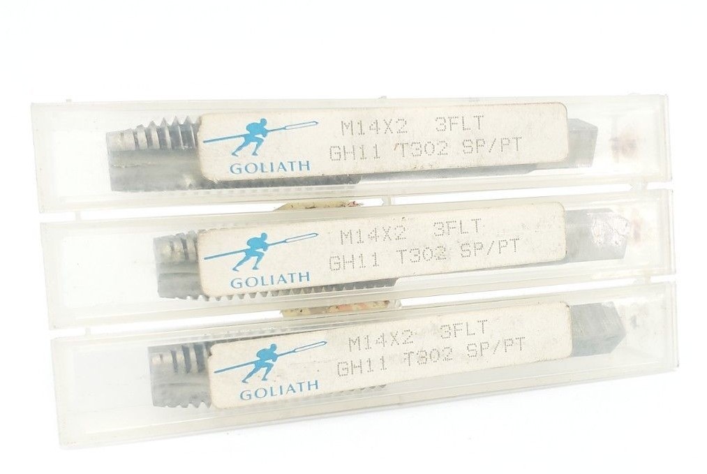 Used LOT OF 3 NEW GOLIATH M14X2 3FLT GH11 T302 SP/PT HAND TAPS M14X2.0 GH11 HSS T302