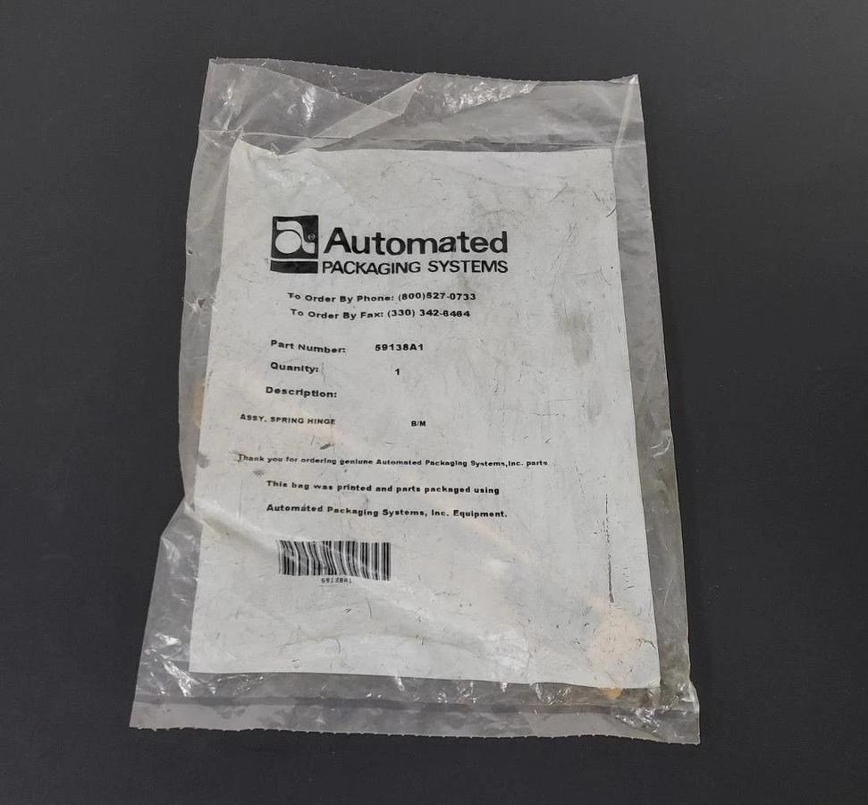 Used NIB AUTOMATED PACKAGING SYSTEMS 59138A1 SPRING HINGE ASSY