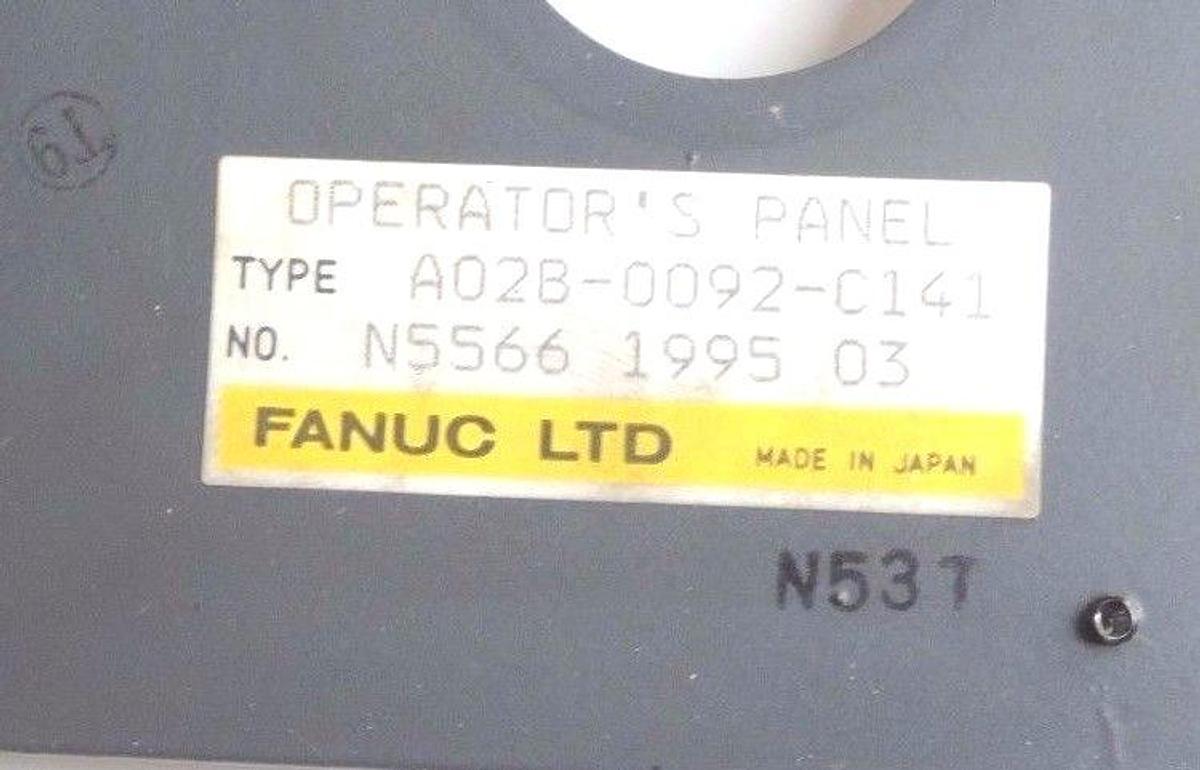 Used FANUC A02B-0092-C141 OPERATOR'S PANEL W/ A16B-1310-0380/04B BOARD, A02B0092C141