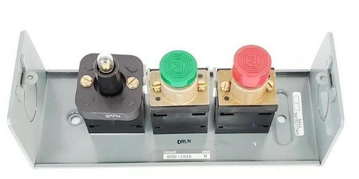 NEW ALLEN BRADLEY 800H-2HAR PUSHBUTTON STATION ASSEMBLY SER. M