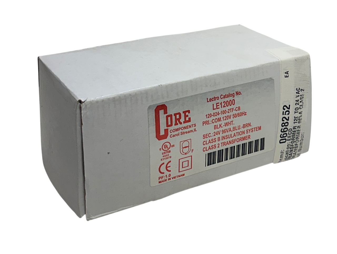 Used CORE COMPONENTS 120-024-100-2TF-CB / LE12000 TRANSFORMER CLASS 2 120V NSMP