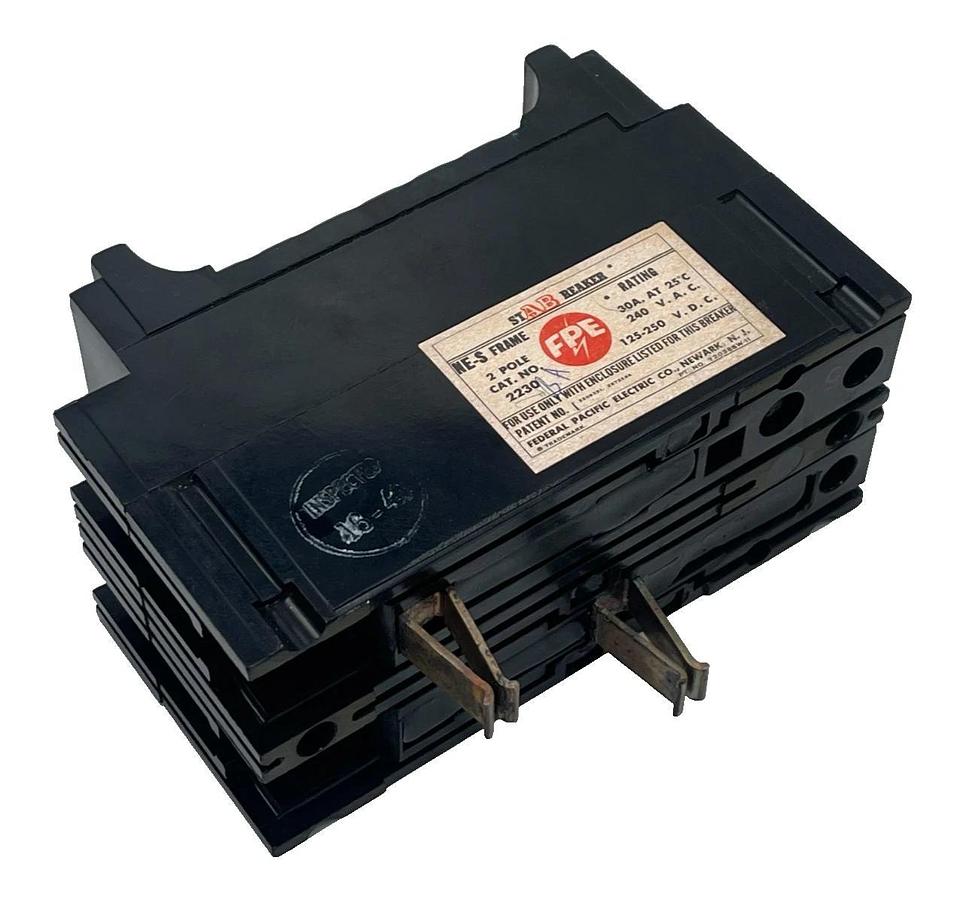 FPE 2230BA Federal Pacific 30 Amp 2 Pole Circuit Breaker 2230 Type NES 240V