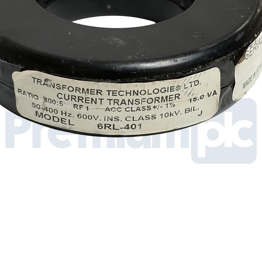 Used Transformer Technologies 6RL-401 Toroidal Current Transformer 400:5