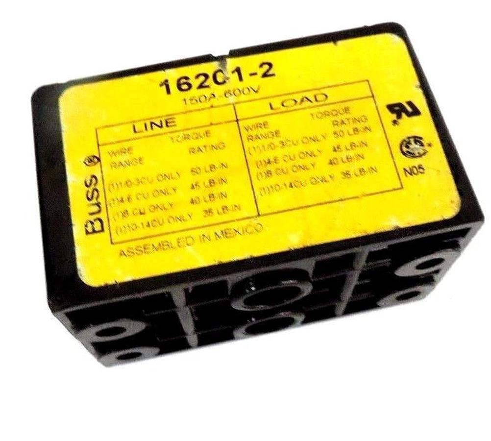 Used COOPER BUSSMANN 16201-2 DISTRIBUTION BLOCK 150AMP 2 POLE 600V, 162012