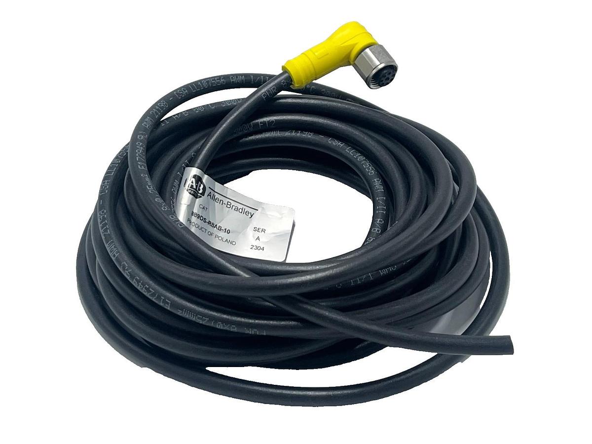 Used Allen-Bradley 889DS-R8AB-10 Ser A DC Micro M12 Cordset Cable 8Pin R/A Female 10m