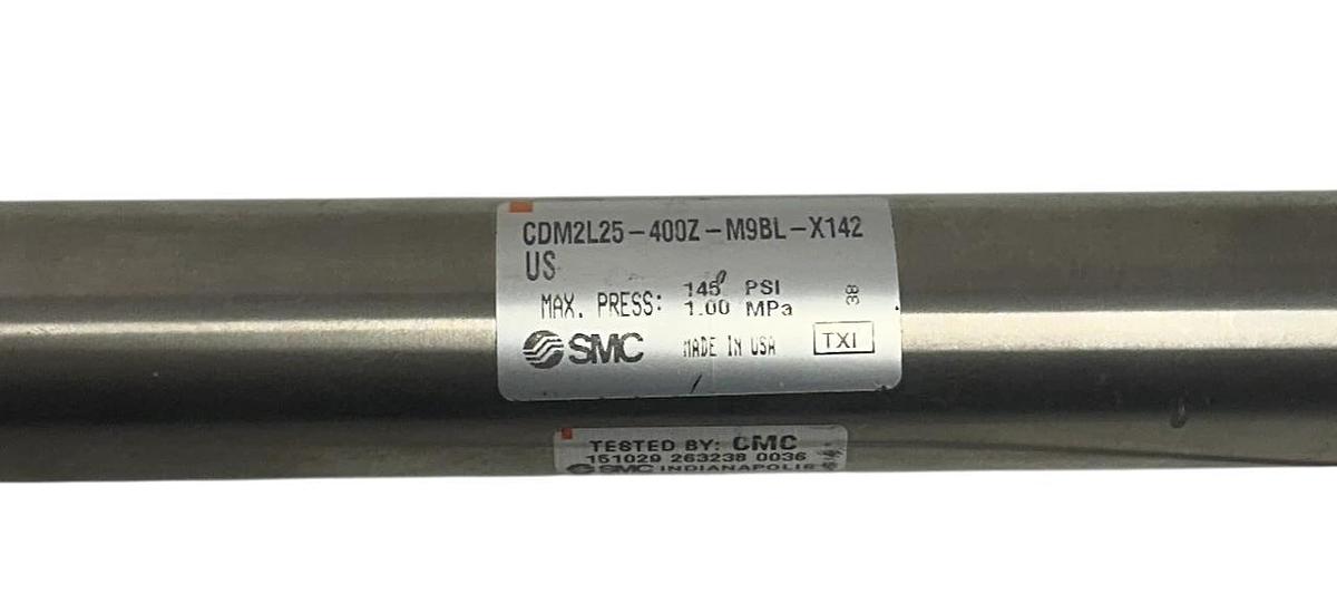 Used SMC CDM2L25-400Z-M9BL-X142 / CDM2L25400ZM9BLX142 PNEUMATIC CYLINDER D-M9B USNP