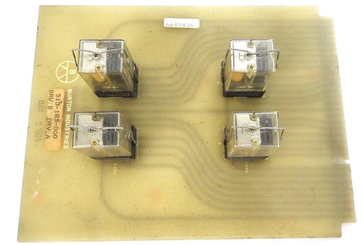Used BURTON EMERSON 513-185-000 RELAY BOARD BRV: B DRV: A