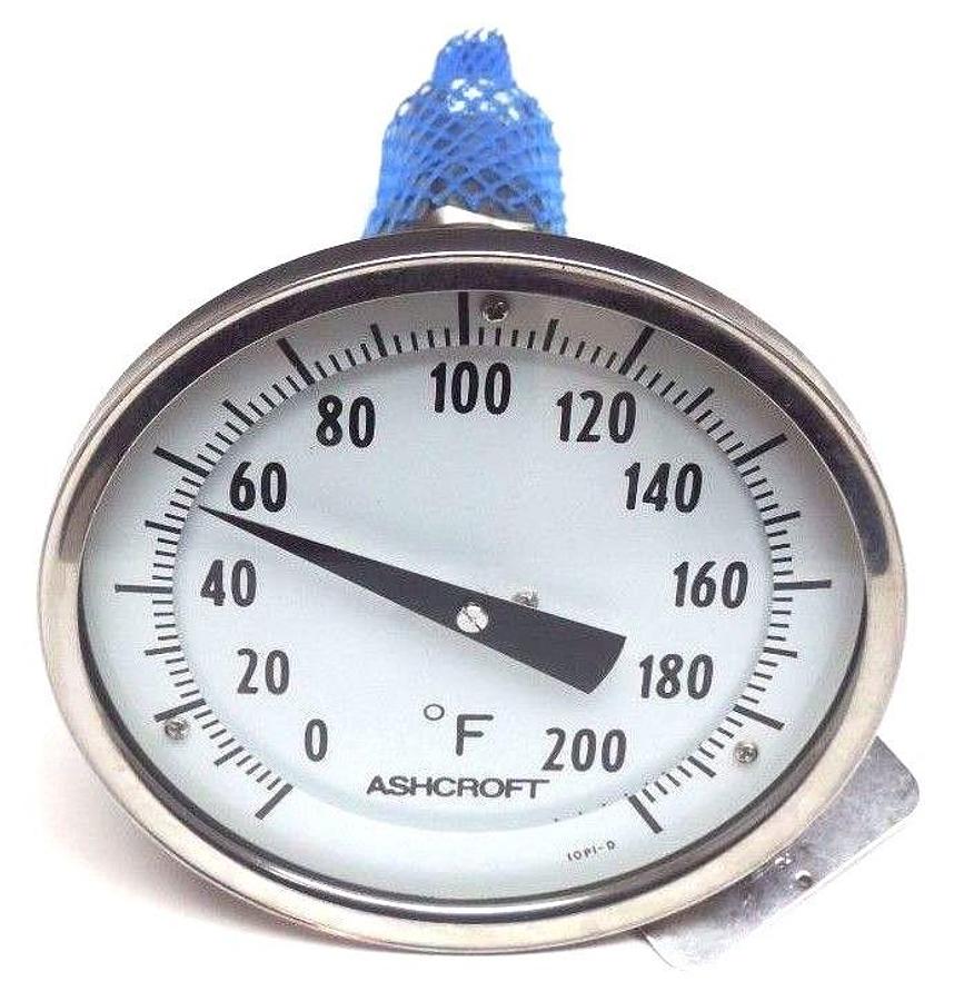 Used NIB ASHCROFT 559-TI-0370-A 5" BIMETAL THERMOMETER, 50-EI-60-E-040, 0-200 DEG F