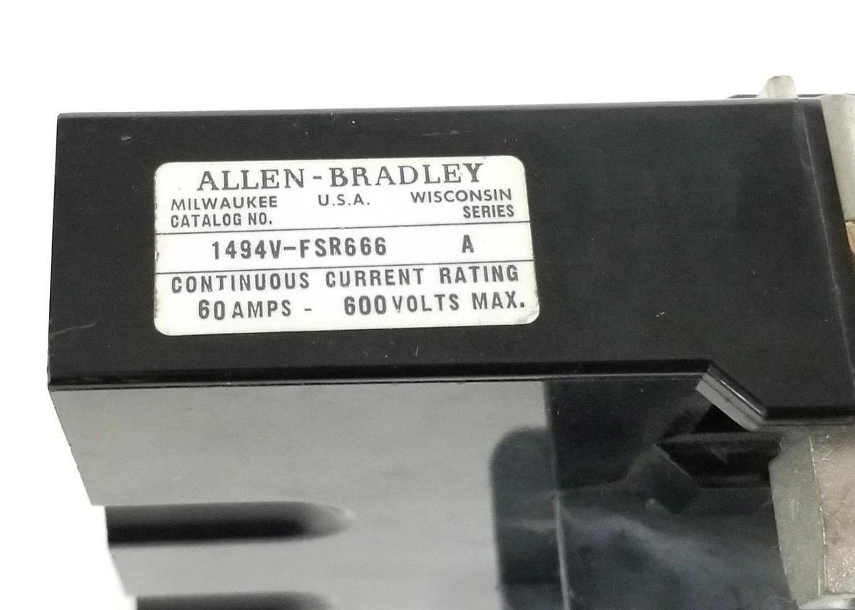 Used ALLEN BRADLEY 1494V-FSR666 TRAILER FUSE BLOCK SER. A 60A 600V 1494VFSR666