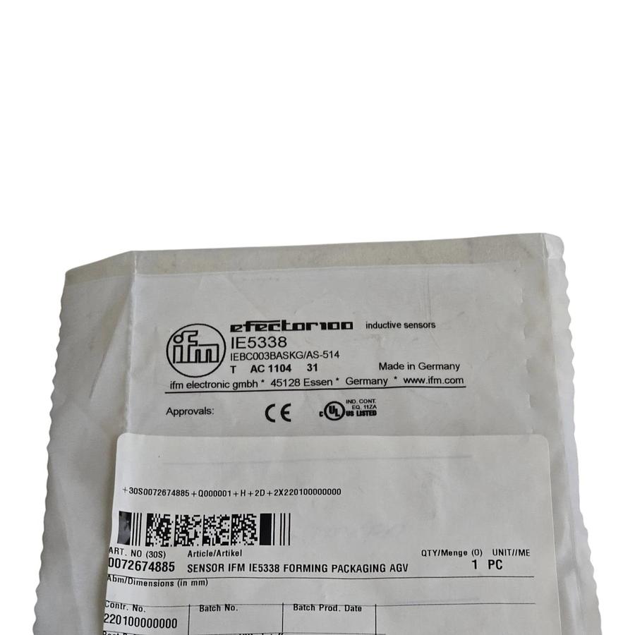 Used IFM Efector 100 IE5338 Inductive Proximity Sensor M8 IEBC003BASKG/AS-514 NSFS