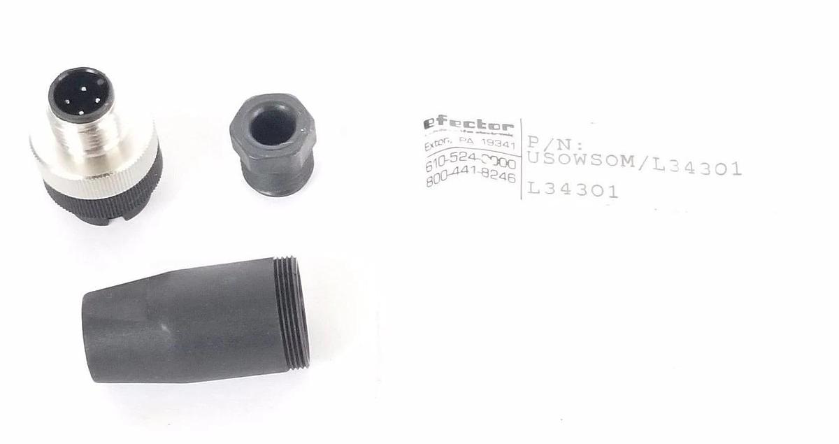 Used NEW EFECTOR US0WS0M/L34301 PLUG ASSEMBLY 4PIN W/STRAIN RELIEF L34301